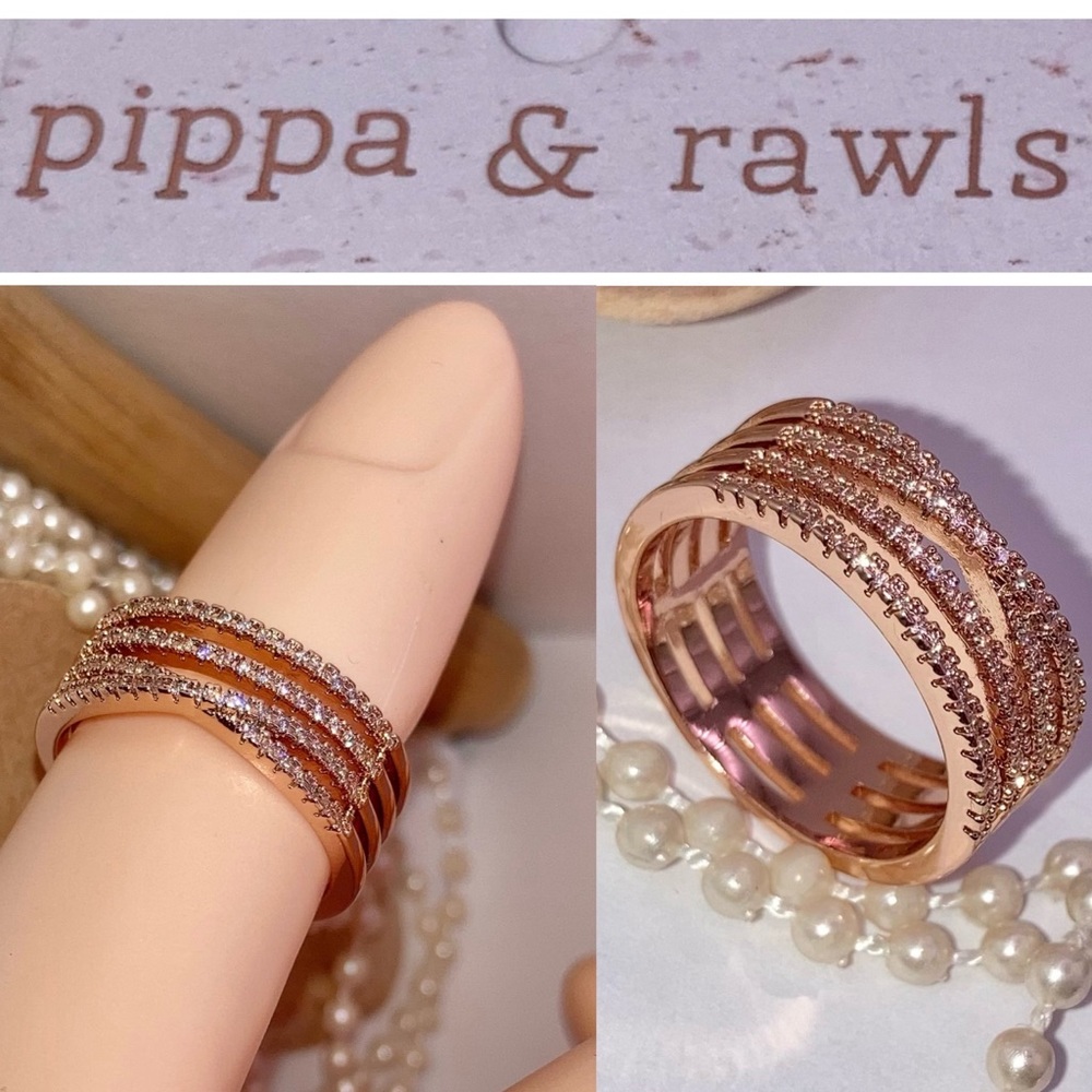 Pippa & Rawls 18kt Rose Gold Split Micro Pave Criss Cross Band Ring